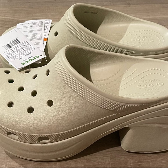 NWT Crocs Siren Clog Platform Heel Bone Beige Women Size US 12 Slip On - Picture 3 of 5